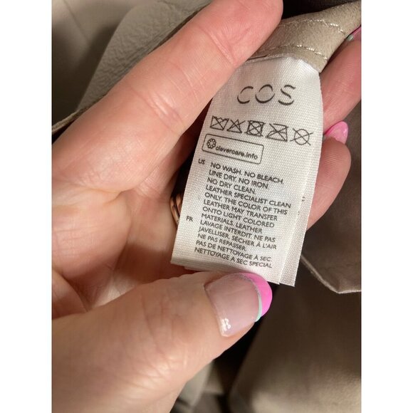 COS A-Line Neutral Short Sleeve Leather Dress-sz XS - Picture 8 of 13
